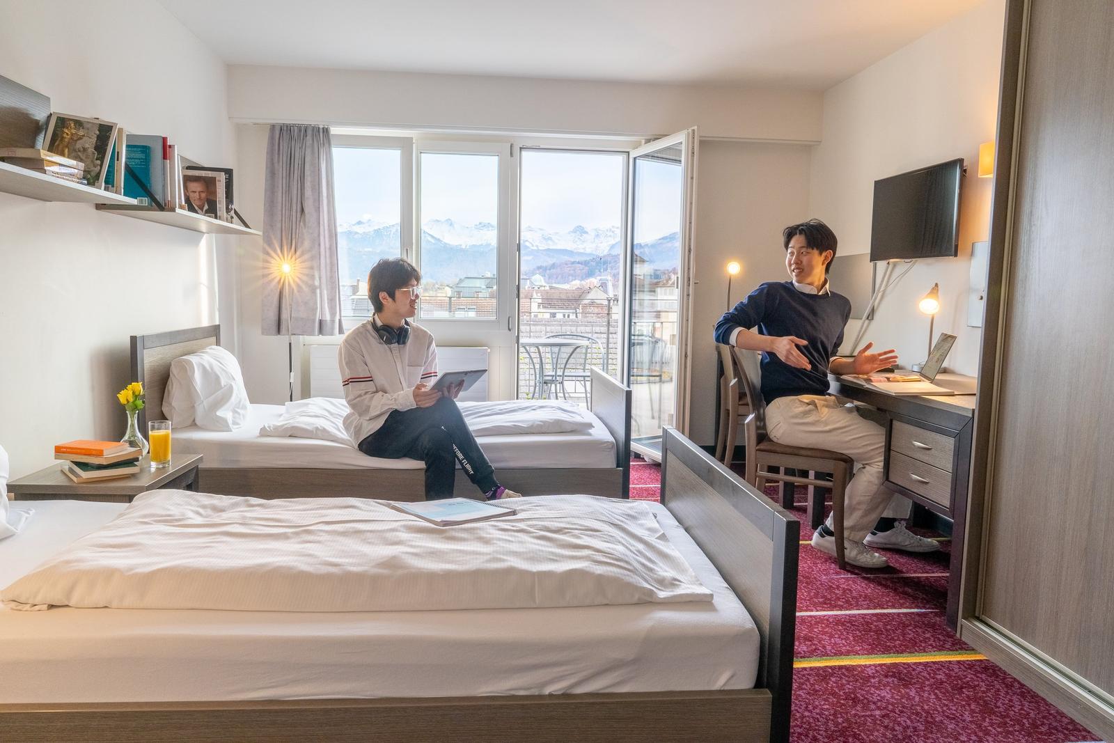 Shared twin student room at the BHMS campus